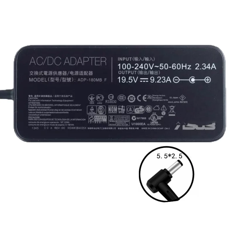 19,5 V 9.23A 180W 5,5x2,5 мм Сетевой адаптер питания для ноутбука для Asus G20AJ G750JX-QS71-CB N551Z FX60V G750JW FX503VM G750JW-T4087H