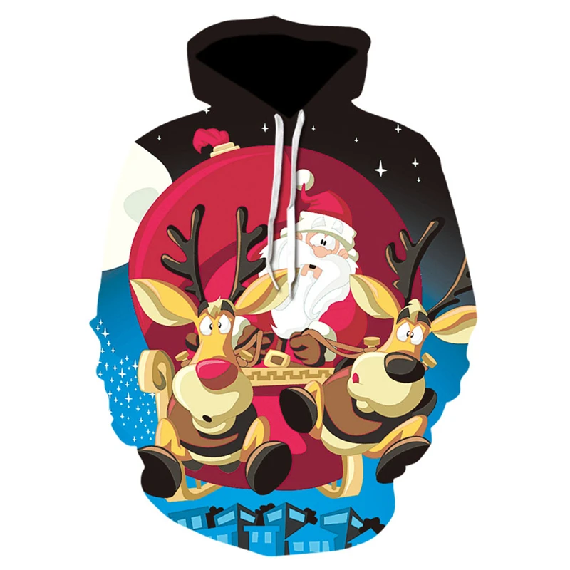 

Забавный пуловер с капюшоном, толстовка с длинным рукавом и 3D принтом, модная толстовка с капюшоном и принтом Санта-Клауса для рождественск...