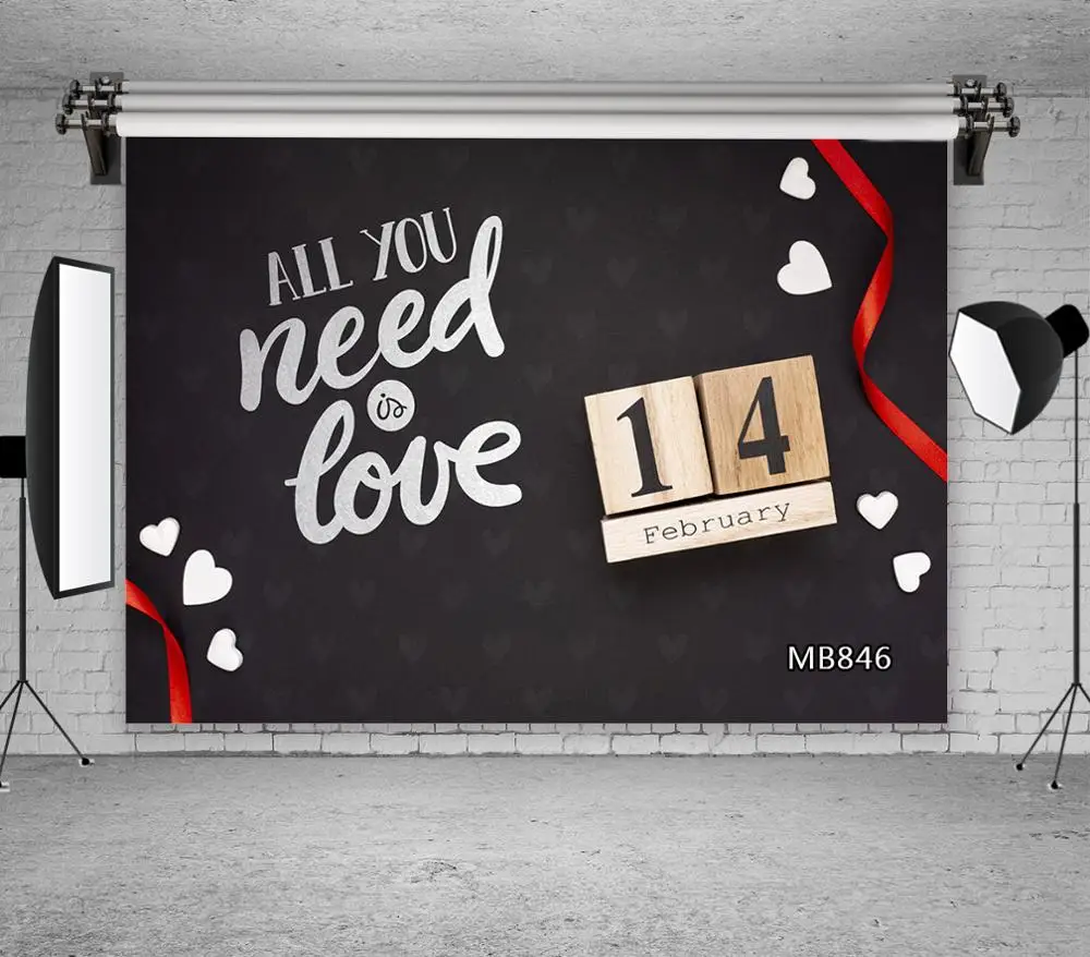 День Святого Валентина 14 февраля белый слов черный фон для фотосъемки фоны