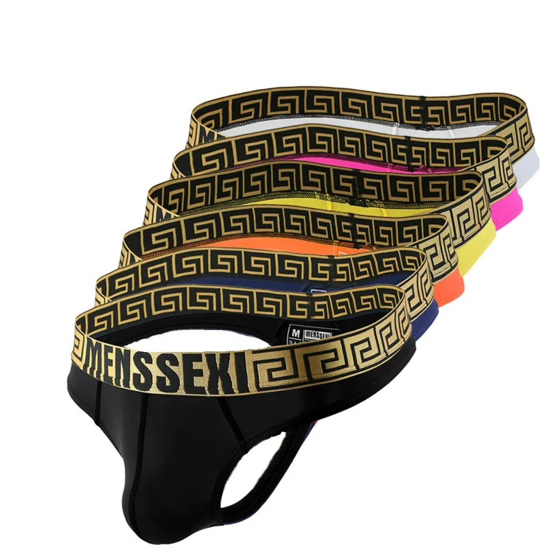 

New Men's Breathable Seamless Underwear Jockstrap Sexy Double G-Strings Thongs Mens Briefs Sexy Buttocks Hollow Thong 2021