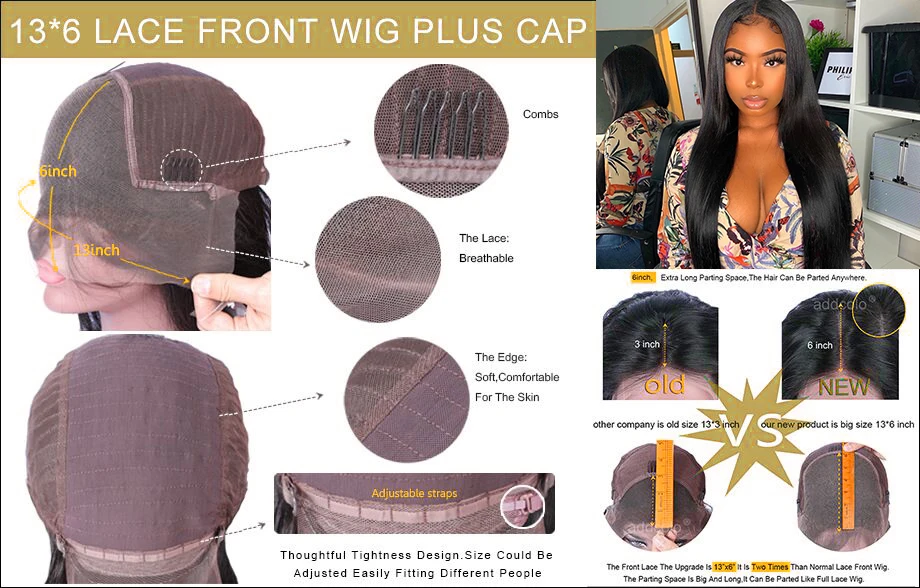 13x6 Deep part Lace Front Human Hair Wigs Straight Hair 150% Density Brazilian Remy Human Hair Pre-Plucked Hairline QT Hair