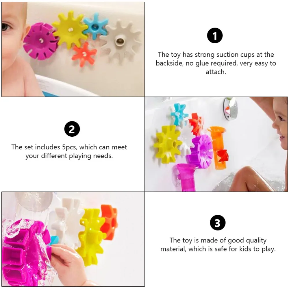 

5pcs Baby Bath Toys Suction Cup Gear Bath Toys Colorful Gear Waterwheel Toys