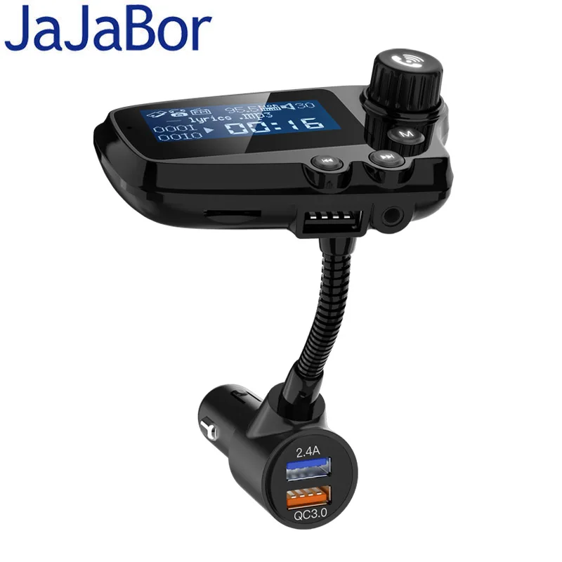 JaJaBor FM передатчик Bluetooth 5,0 автомобильный комплект громкой связи вызова AUX стерео A2DP большой экран дисплей QC3.0 Быстрая зарядка