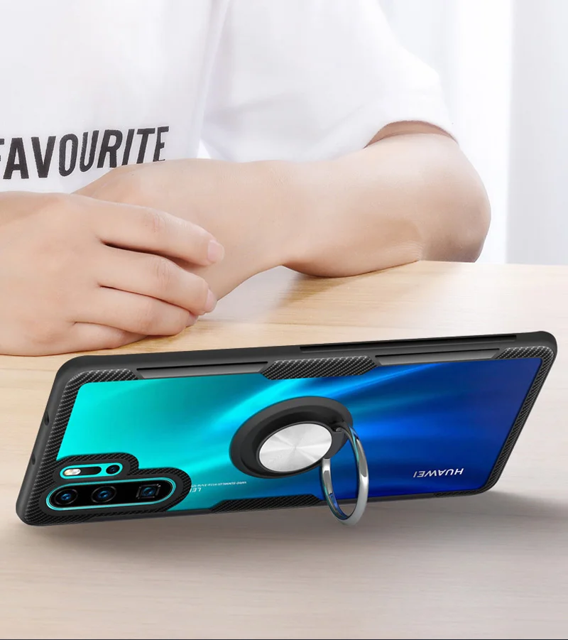 Прозрачный чехол держатель для Huawei P20 Lite Honor 20 Mate Pro с магнитным кольцом