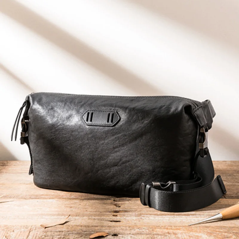 AETOO Leather simple men's messenger bag ins tide brand boys sports backpack cowhide Japanese fashion trend shoulder bag