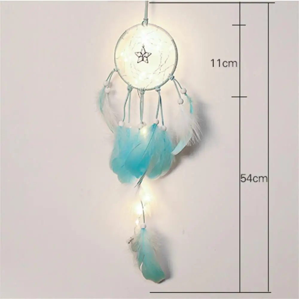

LED Night Light Dream Catcher Feather Tassel Star Hanging Ornament Home Wall Car Decor Dreamcatcher with Light