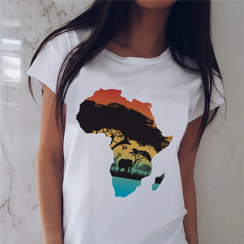 

Leisure Fashion Tshirt Tops Hipster Shirt Poleras Mujer De Moda T-shirt Harajuku Letter African Plate T Shirt