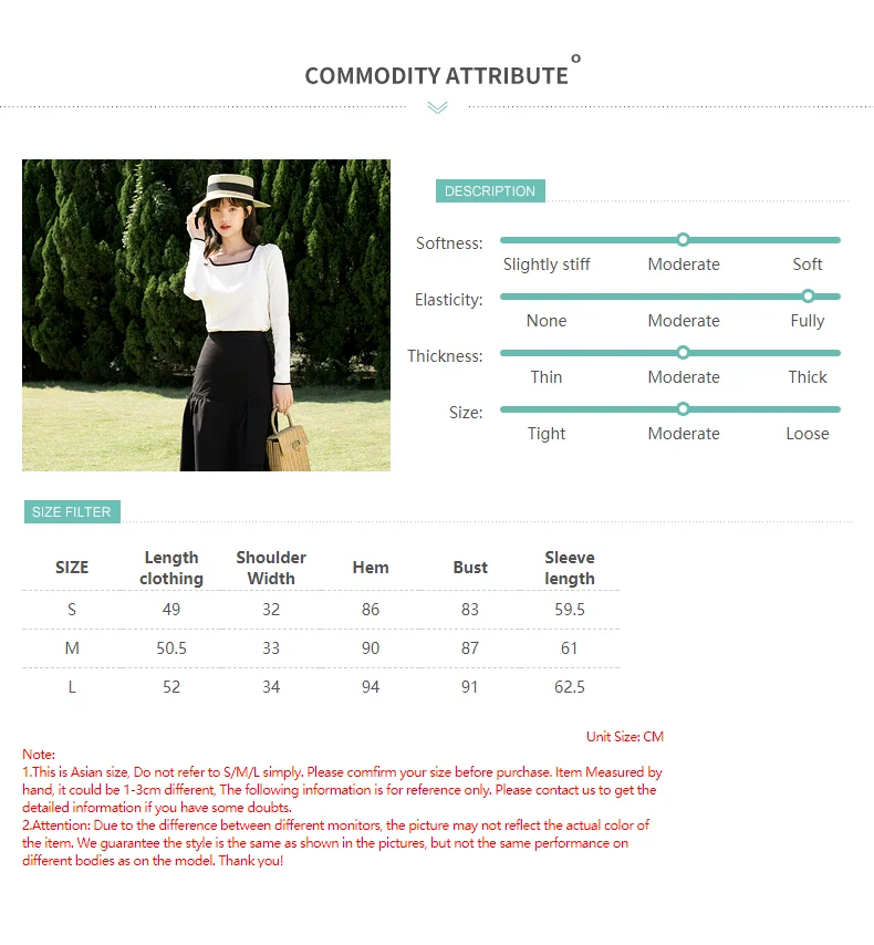 

2021 Spring New Arrival Retro Literature Art Slim Bottom Long Sleeve Color Contrast Square Collar Top Women's T-Shirt