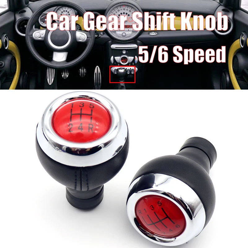 5/6 Speed Car Gear Shift Knob Stick Manual Gear Shifter Leather Red Cover Knob For BMW MINI COOPER R56 R57 R58 R59 R60 R61