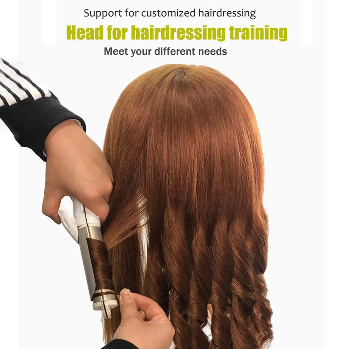 24 Inch 100% Real Human Hair Brown Straight Training Head Hairdressing Practice Mannequin Model Doll | Дом и сад