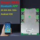8S 24V Smart Lifepo4 литий-железо фосфат батарея Защитная панель ПК телефон Bluetooth приложение 60A 80A 100A BMS пакеты баланс JBD