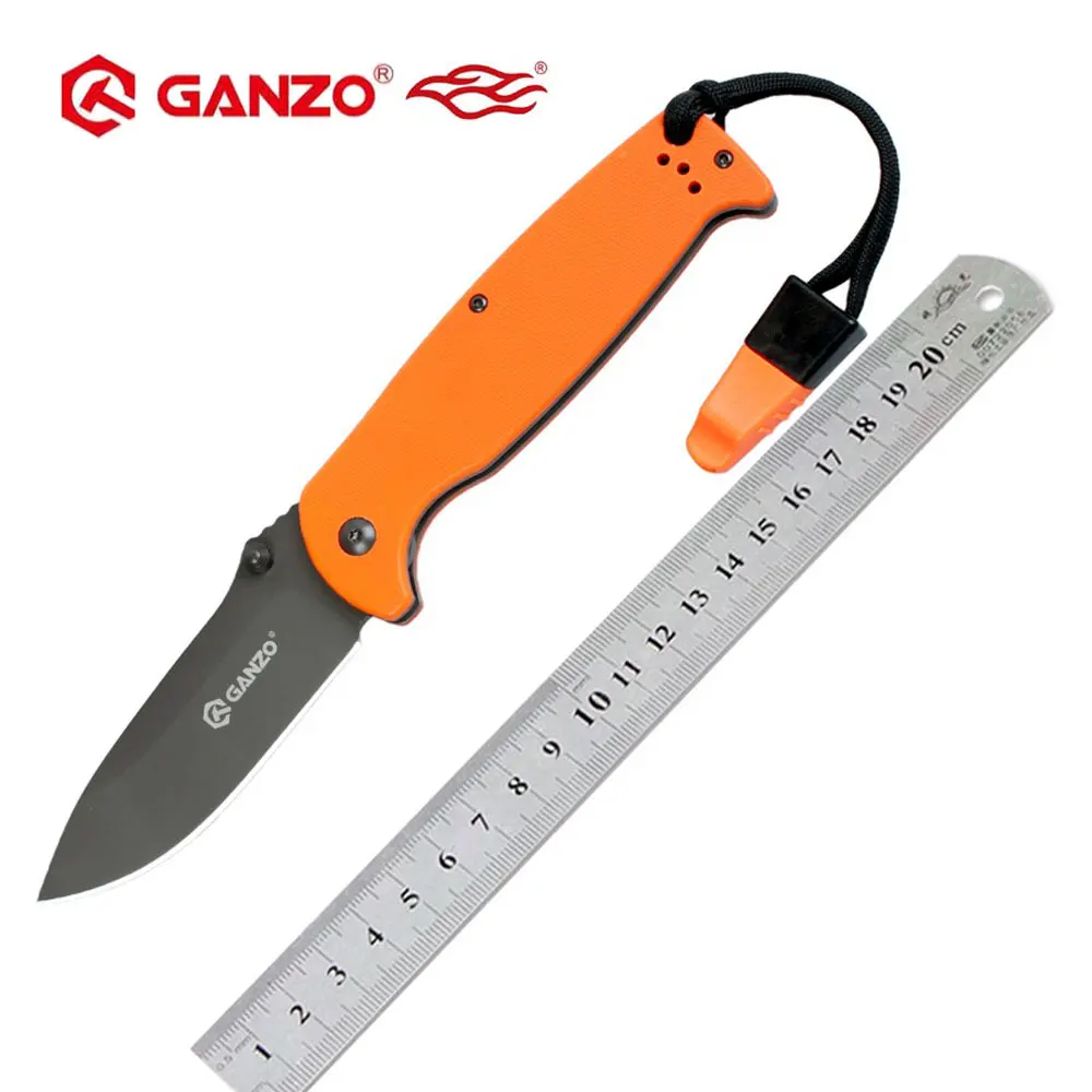 58-60HRC Ganzo G7413 440C G10 ручка со свистком складной нож выживания походный инструмент карманный нож тактический edc Открытый инструмент