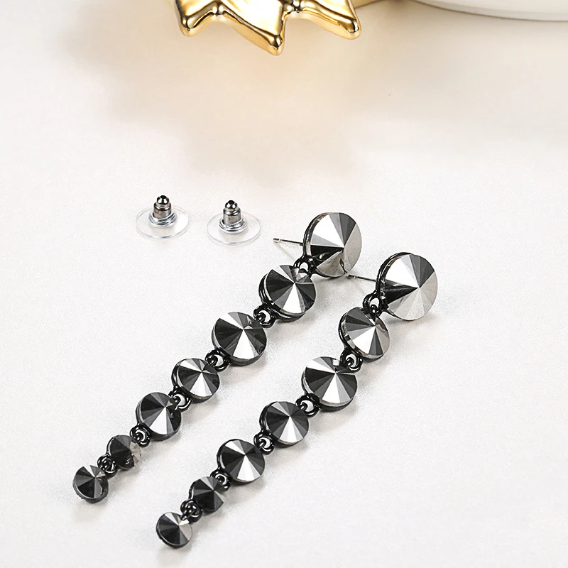 Wbmqda Ретро Черные Кристальные длинные висячие серьги пистолет черные модные