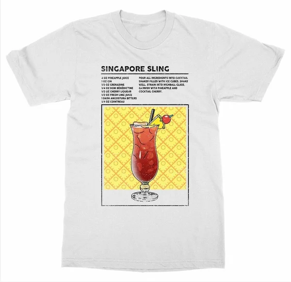 Сингапурская Футболка-слинг смешанные напитки коктейли алкоголь бармена Booze Happy