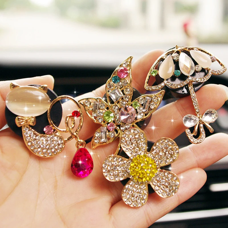 Cute cartoon ballet girl diamond flower car perfume clip air conditioner vent deodorant aromatherapy pearl jewelry for women | Автомобили