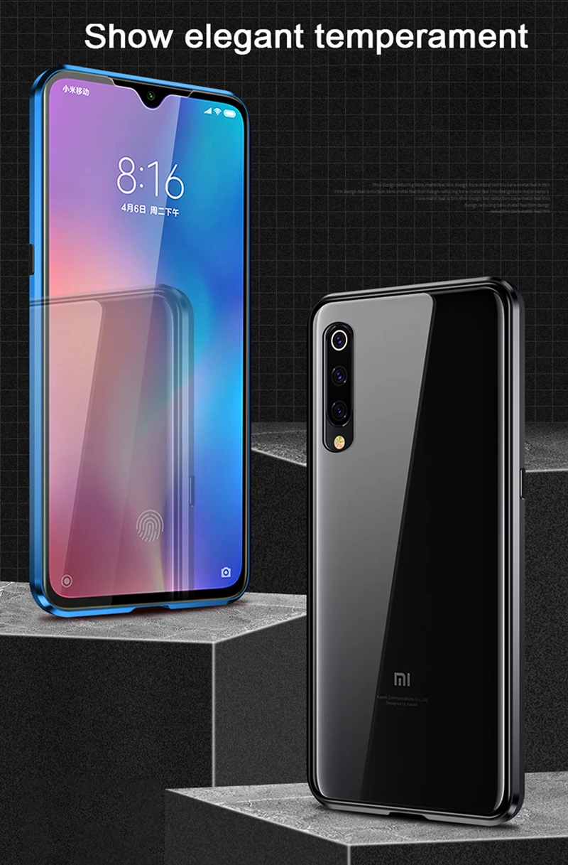 Магнитный металлический чехол для телефона для Xiao mi Red mi Note 7 K20 Pro mi 9 CC9 9T Двусторонняя стеклянная задняя Магнитная Крышка для Red mi Note 7 Чехол