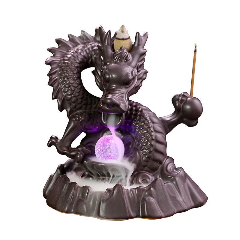 

Ceramics Incense Burner Handmade Dragon Backflow Incense Burner Creative Smoke Waterfall Incense Holder Censer