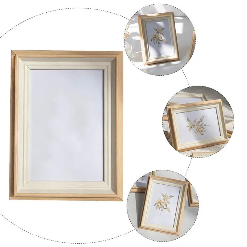 

1pc Simple Picture Frame Resin Photo Frame Photo Holder Home Living Room Desktop Decorative Photo Frame (Beige)