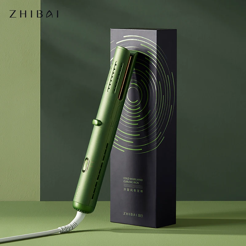 

ZHIBAI Green Thermostat Curling Iron Stick Low Temperature Cold Wind Hair Styling Tool Wave Iron Big Wave Curler