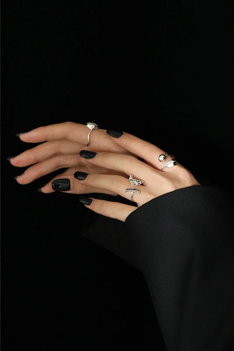 

Water Drop Shape Women's Silver Rings 925 Sterling Gift Women Vintage Open Adjustable Ring Set For Woman Geometric jewellery