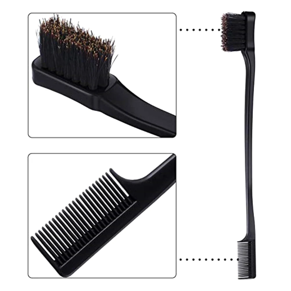 

2pcs Double Sided Accessories Makeup Eyebrow Hair Brush Home Salon Edge Control Dye Easy Use Portable 2 In 1 Comb Styling Tool
