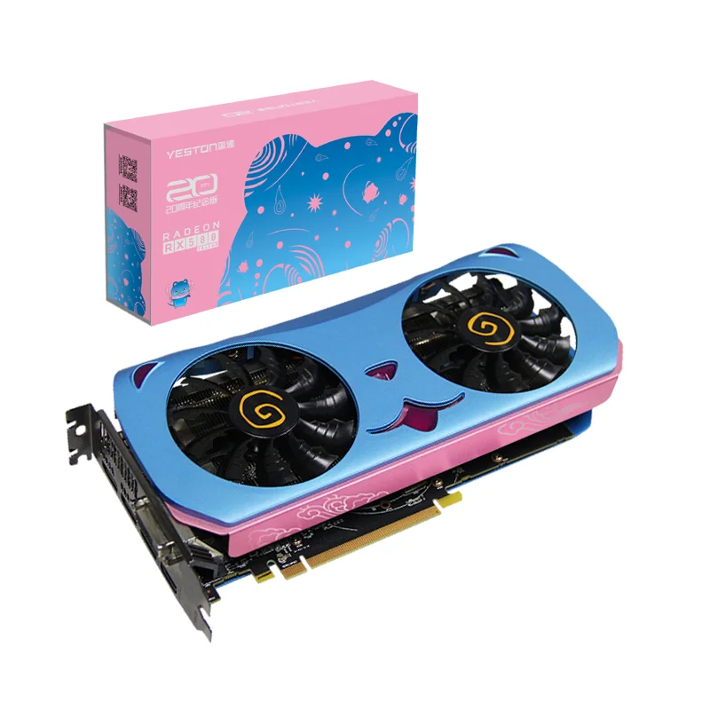 Yeston Radeon RX590 платье магнат 8 г GDDR5 256bit ACE PCI Express x16 3,0 видеокарта DVI+ HDMI+ 3* DP для рабочего стола
