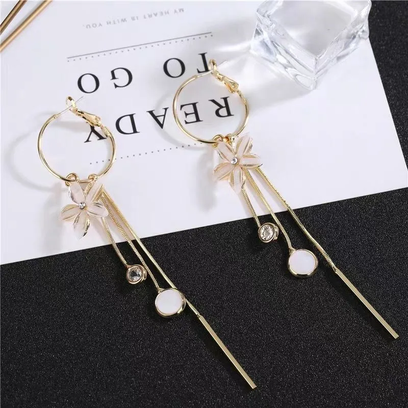 

Xianqi Earrings Temperament Long Tide Net Red Earrings Earrings Flower Tassel Earrings