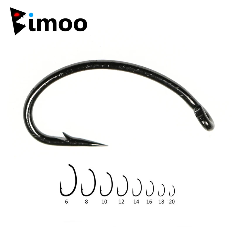 

Bimoo 50pcs Fly Tying Curve Shank Hooks Flies Making Hook Scud Nymph Caddis Midge Shrimp Fly Fishing Hooks Size #8 #10 #14 #16