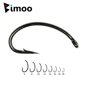 Bimoo 50 шт. крючки для вязания мушек кривой хвостовик крючок для изготовления мух Скад Нимфа Caddis Midge креветки Нахлыстовые Крючки Размер #8 #10 #14 #16