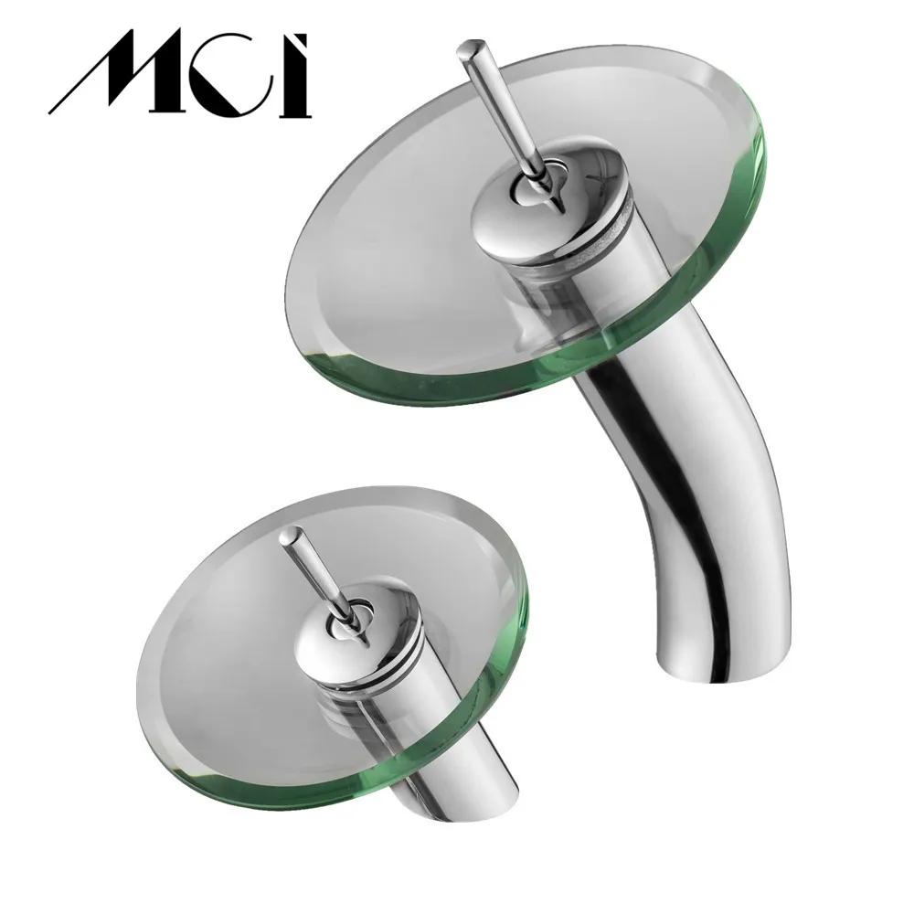 Латунный круглый Стекло Ванная комната отверстие раковины воды кран горячей и