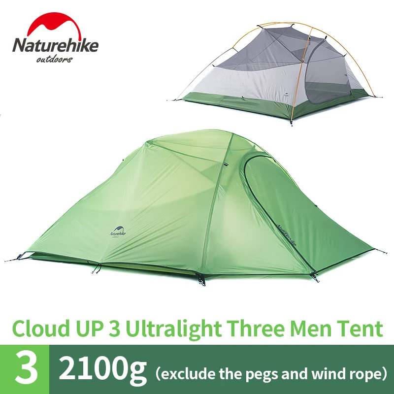 NatureHike с фабрики CloudUp 2 3 человек палатка двухслойная палатка для кемпинга уличная палатка DHL - Цвет: 3 Person Green