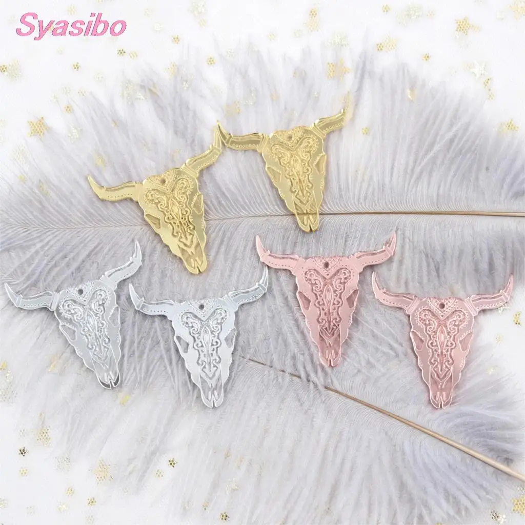 Аксессуары для сережек зеркальный лазерный вырез акриловый Череп Быка цвет под