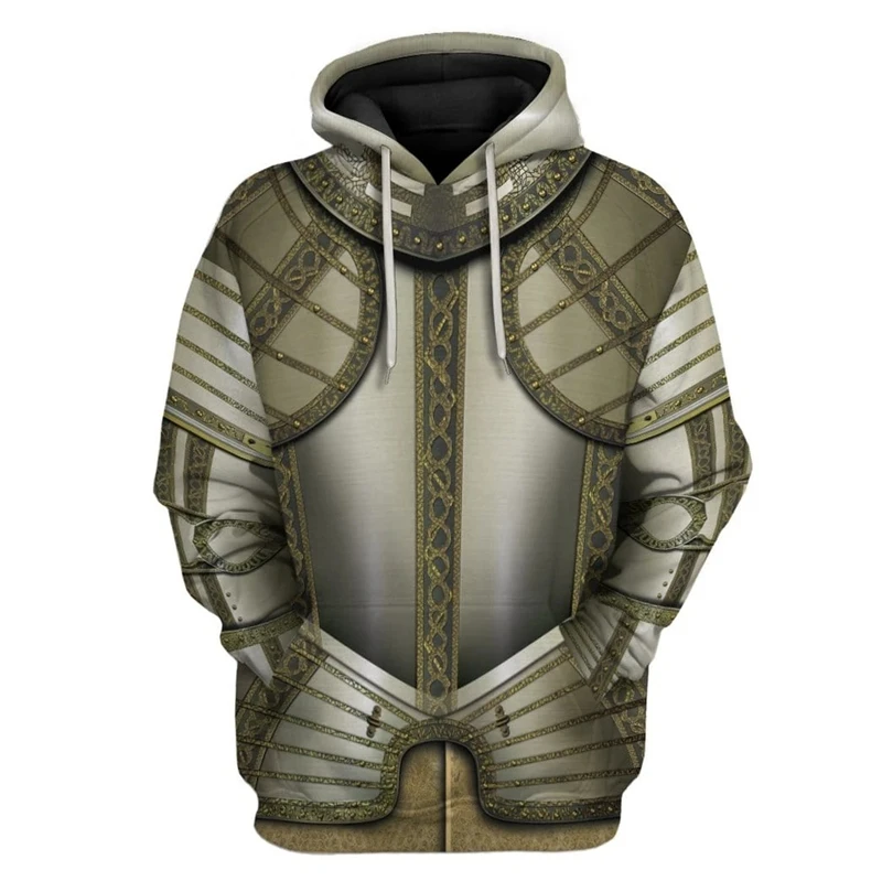 

Silver Armor knight Cosplay hooded Sweatshirt 3D Printed Hoodies Men Casual Armored knight Royal knight Jacket