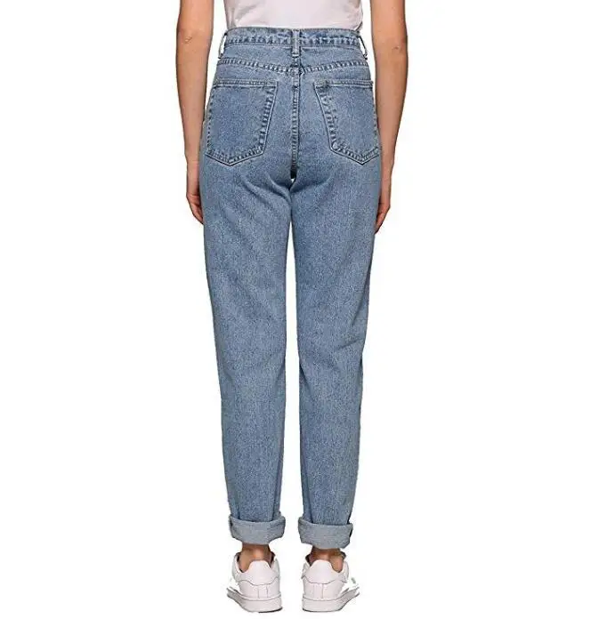 Женские джинсы бойфренды винтажные повседневные с высокой талией в Корейском