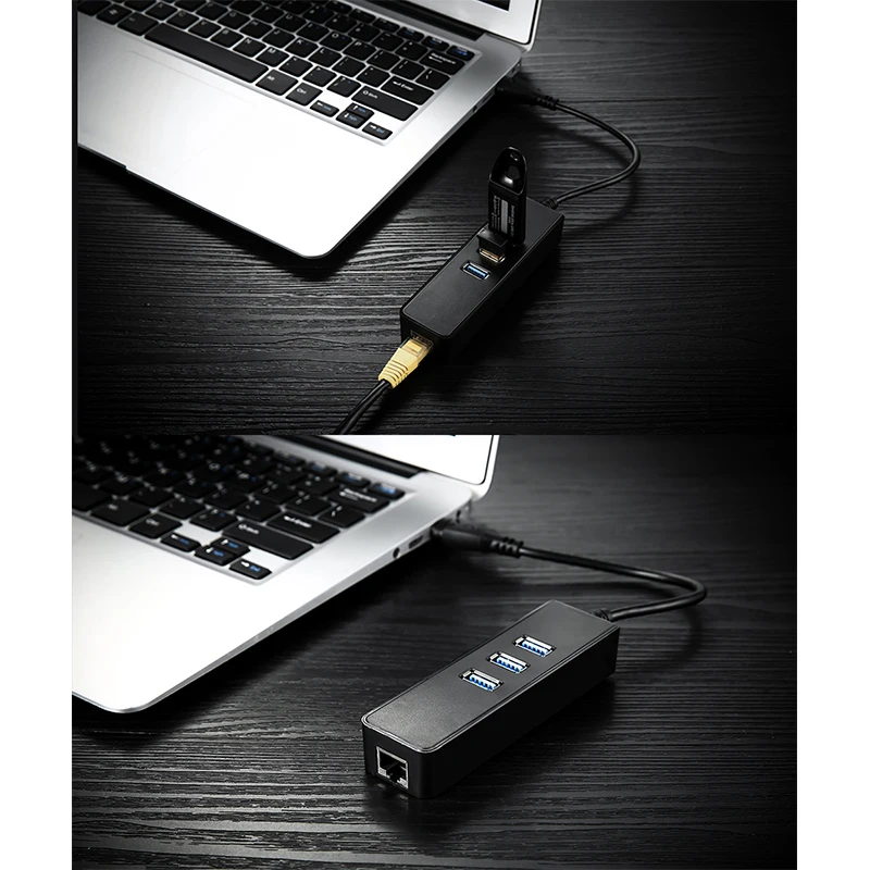 Адаптер Ethernet с 3 портами USB 0 100/1000 Мбит/с на RJ45| |