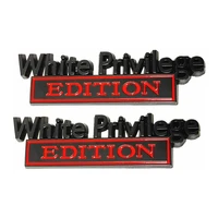 2x white privilege emblems stickers 3d metal alloy badges nameplate black red car stickers emblem decals accessories