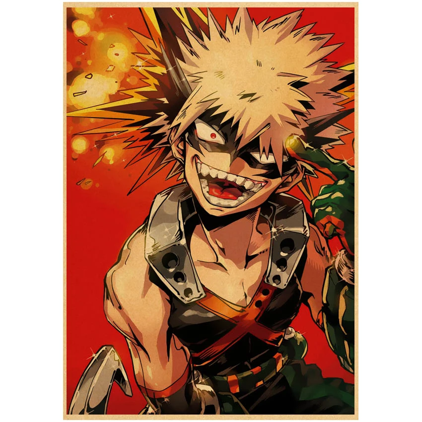 Плакат с мотивом аниме Моя геройская Академия винтажная крафт-бумага высокое