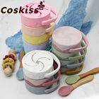 Детская силиконовая коробка для хранения еды Coskiss без бисфенола А, однотонная детская чашка для закусок, портативная детская игрушка с крышкой