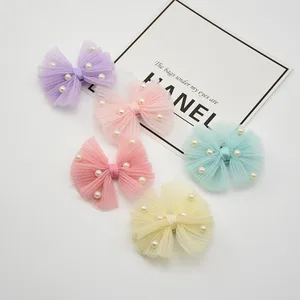 Бутик 30 шт. модные очаровательными сетчатыми оборочками для бантом шпильки, цельные жемчужины с пышной юбкой из фатина, с бантом и заколки для волос Принцесса аксессуары для волос для девушек аксессуары