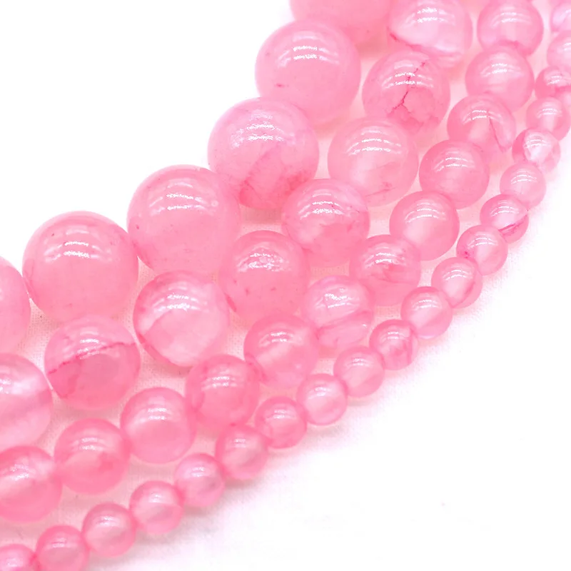Распродажа натуральный розовый халцедон круглый камень бусины из нефрита 4 6 8 10