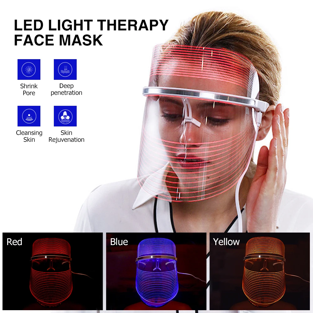 

3 Colors LED Light Therapy Face Mask Photon Instrument Anti-aging Anti Acne Wrinkle Removal Skin Tighten Beatuy SPA Skin Care