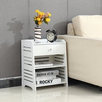modern pvc nightstand bedside table with drawer organizer storage cabinet simple mini desk bedroom furniture with gloves