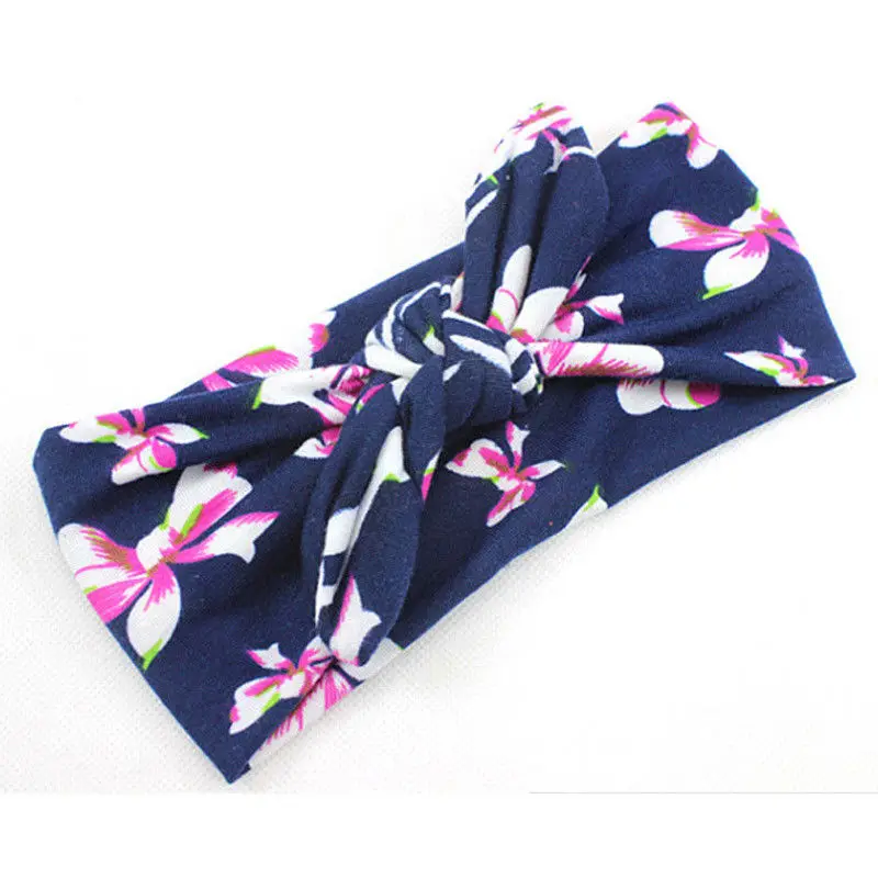 Повязка для волос в стиле бохо новорожденных цветная эластичная лента с бантом