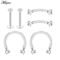 miqiao stainless steel hot sale 6 piece set stainless steel eyebrow nail eyebrow ring lip nail nose nail puncture body jewelry
