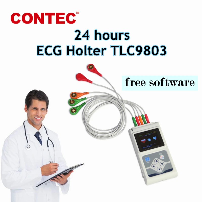

Портативная 24-часовая система мониторинга ЭКГ holter CONTEC TLC9803, трехканальная система мониторинга ЭКГ/фотомагнитов, Одобрено CE, бесплатное прог...