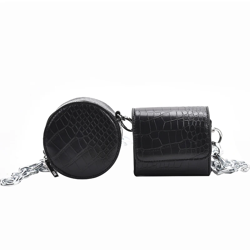 

Bag Stone pattern Mini Round+Flap Crossbody 2021 New Quality PU leather Women's Designer Handbag Chain Shoulder Messenger Bag