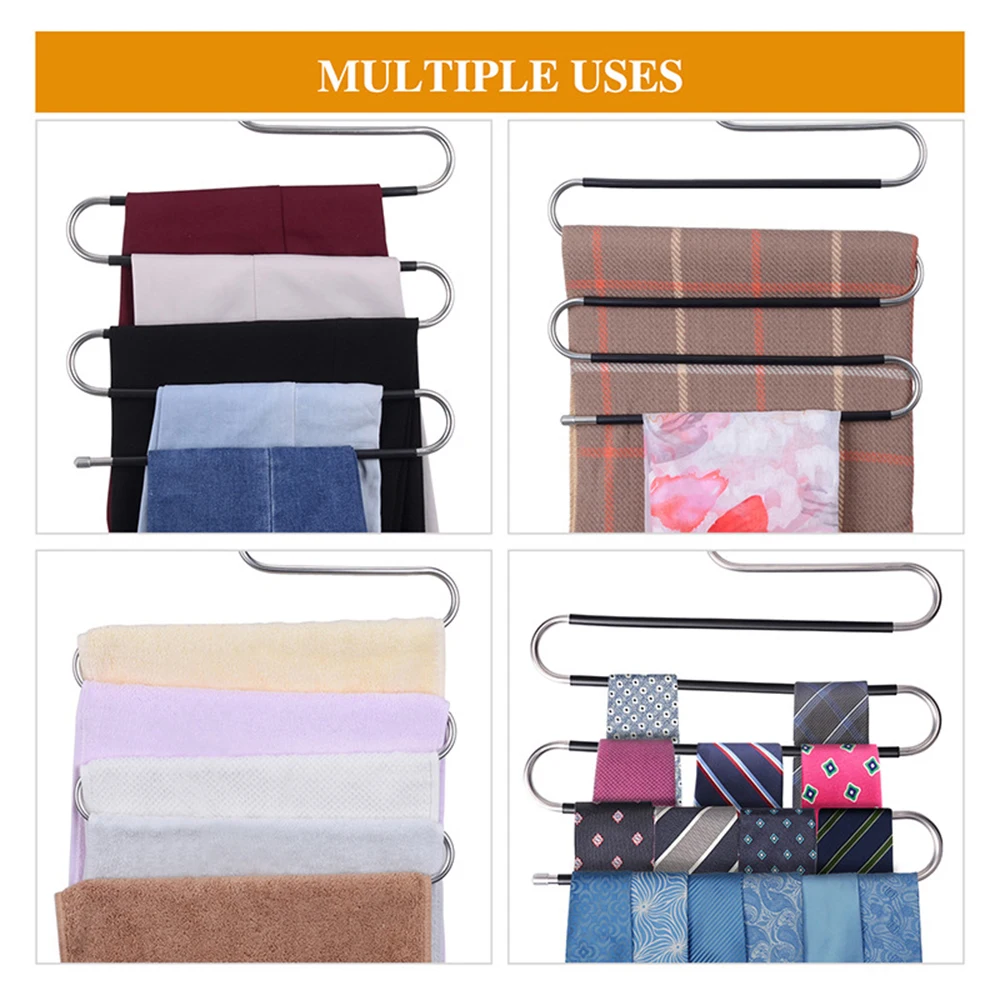 Trouser Hanger Hangers S-Type Clothes Pants Non-Slip Closet Organizer For Scarf Jeans Trousers Towels | Дом и сад