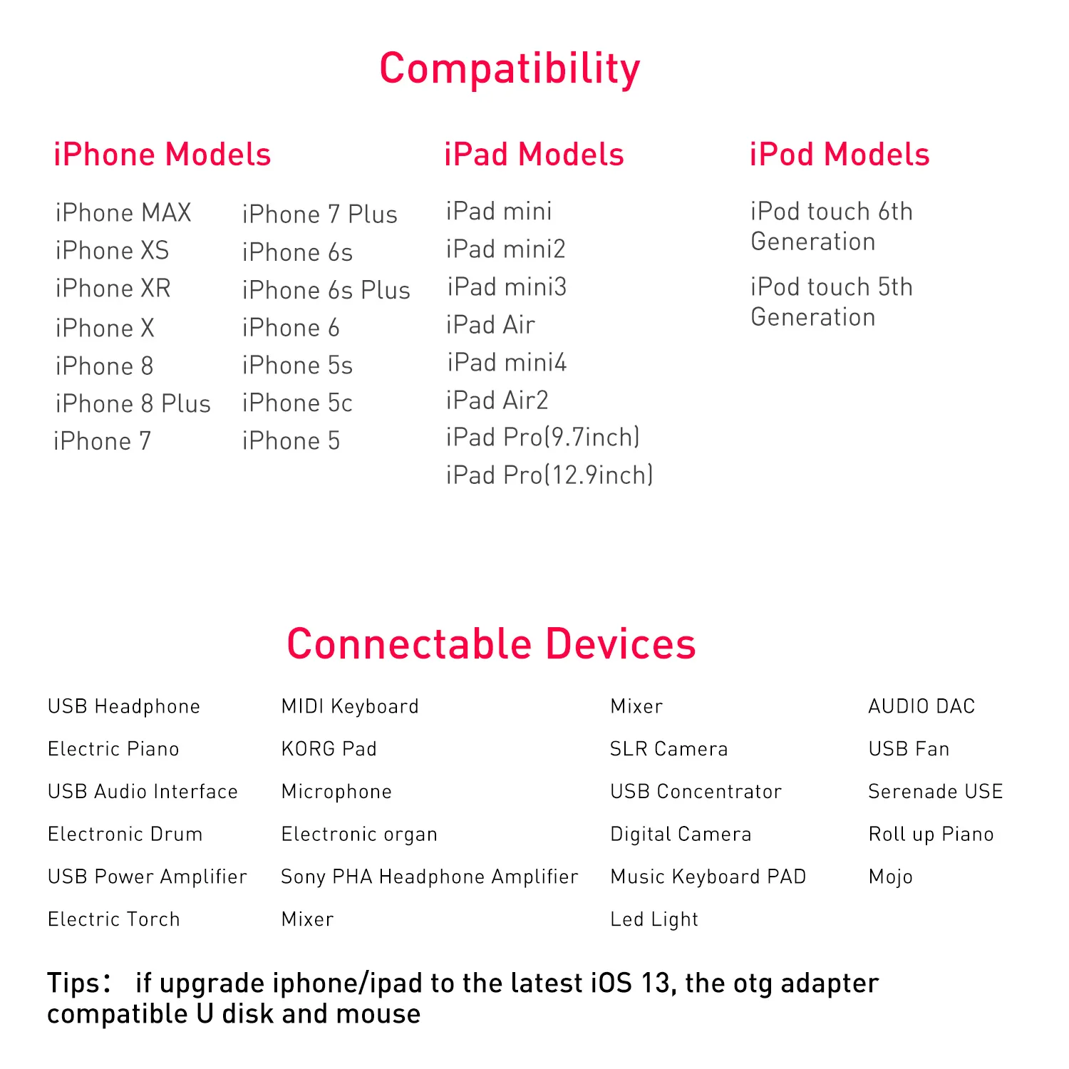 2 в 1 8Pin к USB OTG кабель синхронная Зарядка для iPhone iPad iOS от 10 до 13 мужчин и женщин Поддержка большинства USB устройств
