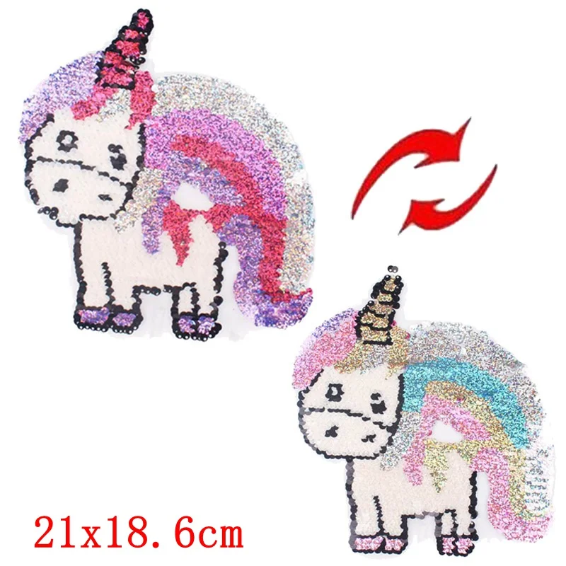 Prajna Fruit Sequin Stickers Unicorn Patch Reversible Glitter Embroidered Patches For Clothes Stripe Sew On Applique Badge | Дом и сад