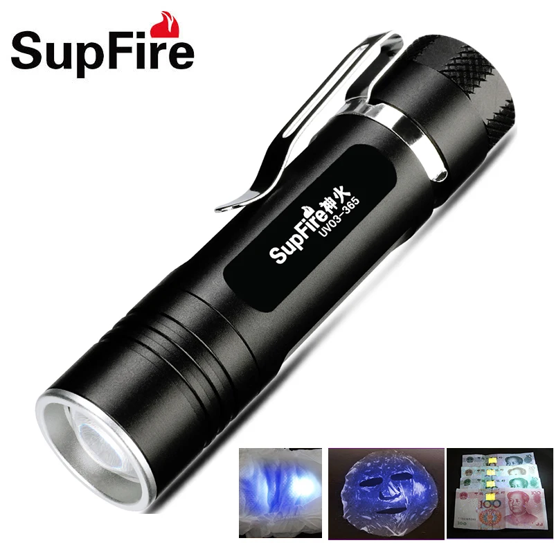 

Supfire LED UV Flashlight Ultraviolet Torch Zoom Hand Light 365nm 395nm Mini UV Lamp Use AA/14500 battery